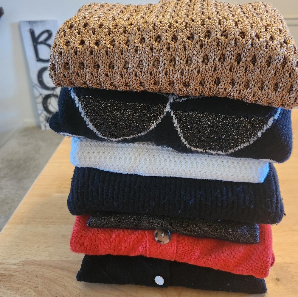 7 Sweater & Cardigan Bundle Size M Medium Fall & Winter Neutral Colors Classic